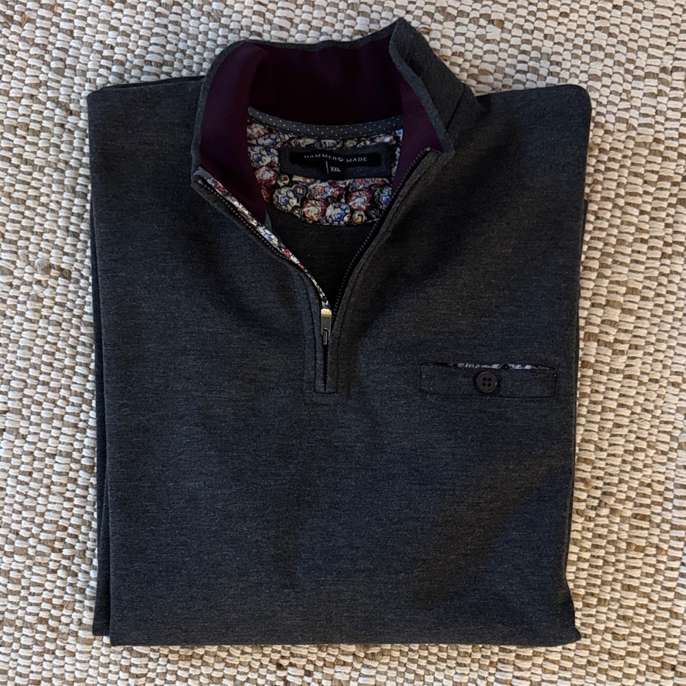 Hammer Made Dark Gray 1/4 Zip-Up Sweater